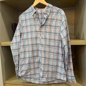 Vineyard Vines Men's Casual Plaid Shirt - Blue and Orange